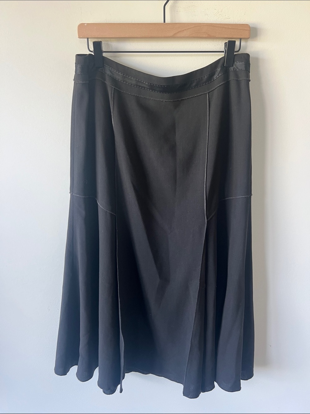 Per Se Brown A-Line Panel Skirt 100% Wool Lining is 100% Silk